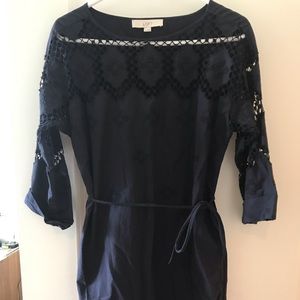 Navy Blue Linen Dress (Loft)